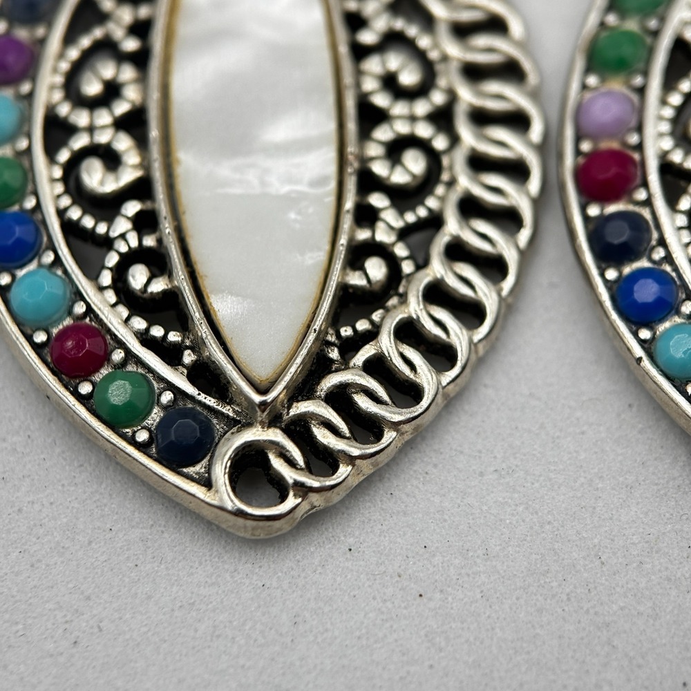Vintage 90s Silver-Tone Filigree Women's Earring Set Bohemian Retro Drop Dangle - Picture 11 of 14